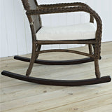 Indoor/Outdoor Patio Porch Mocha Wicker Rocking Chair with Beige Cushion - Dubh_Arts
 - 4
