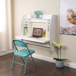 White Wall-Mounted Modern Space Saving Laptop Computer Desk - Dubh_Arts
 - 1