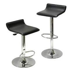Set of 2 Modern Air-Lift Adjustable Bar Stools with Black Seat - Dubh_Arts
 - 1