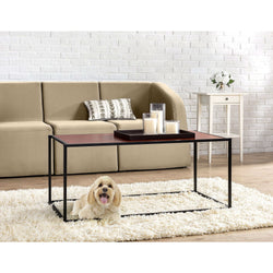 Modern Classic Coffee Table with Steel Frame and Brown Wood Grain Panels - Dubh_Arts
 - 1