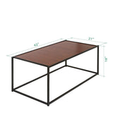 Modern Classic Coffee Table with Steel Frame and Brown Wood Grain Panels - Dubh_Arts
 - 2