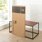 Modern Classic Coffee Table with Steel Frame and Brown Wood Grain Panels - Dubh_Arts
 - 4